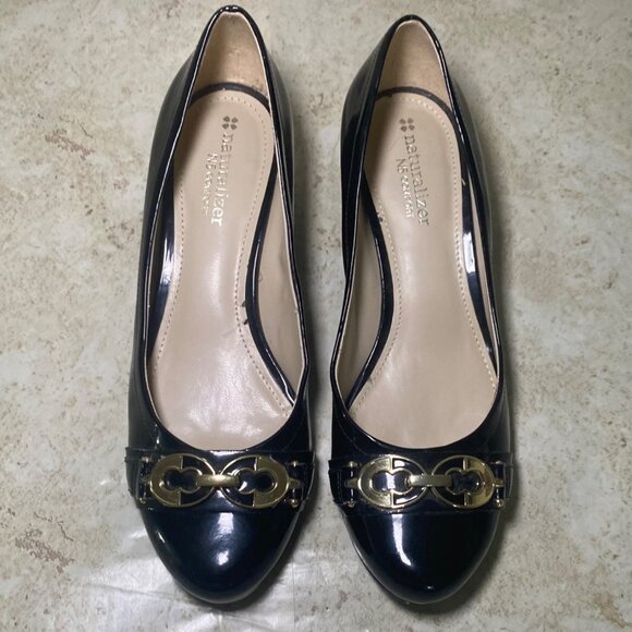 Naturalizer Womens Black Patent Leather Pumps Comfort Career Office Wear - Picture 2 of 8